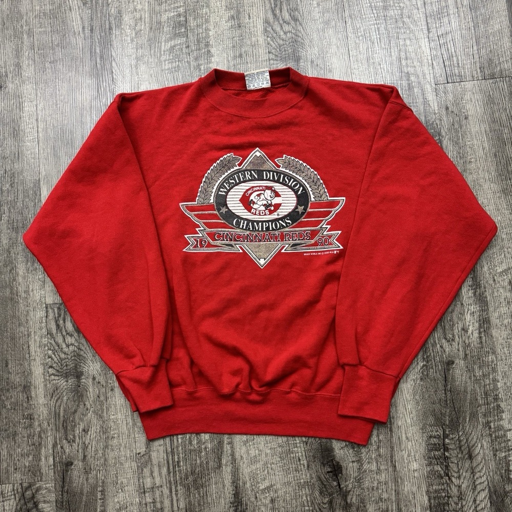 Vintage 90s Cincinnati Reds Crewneck Sweatshirt Velva Sheen MLB Baseball USA L